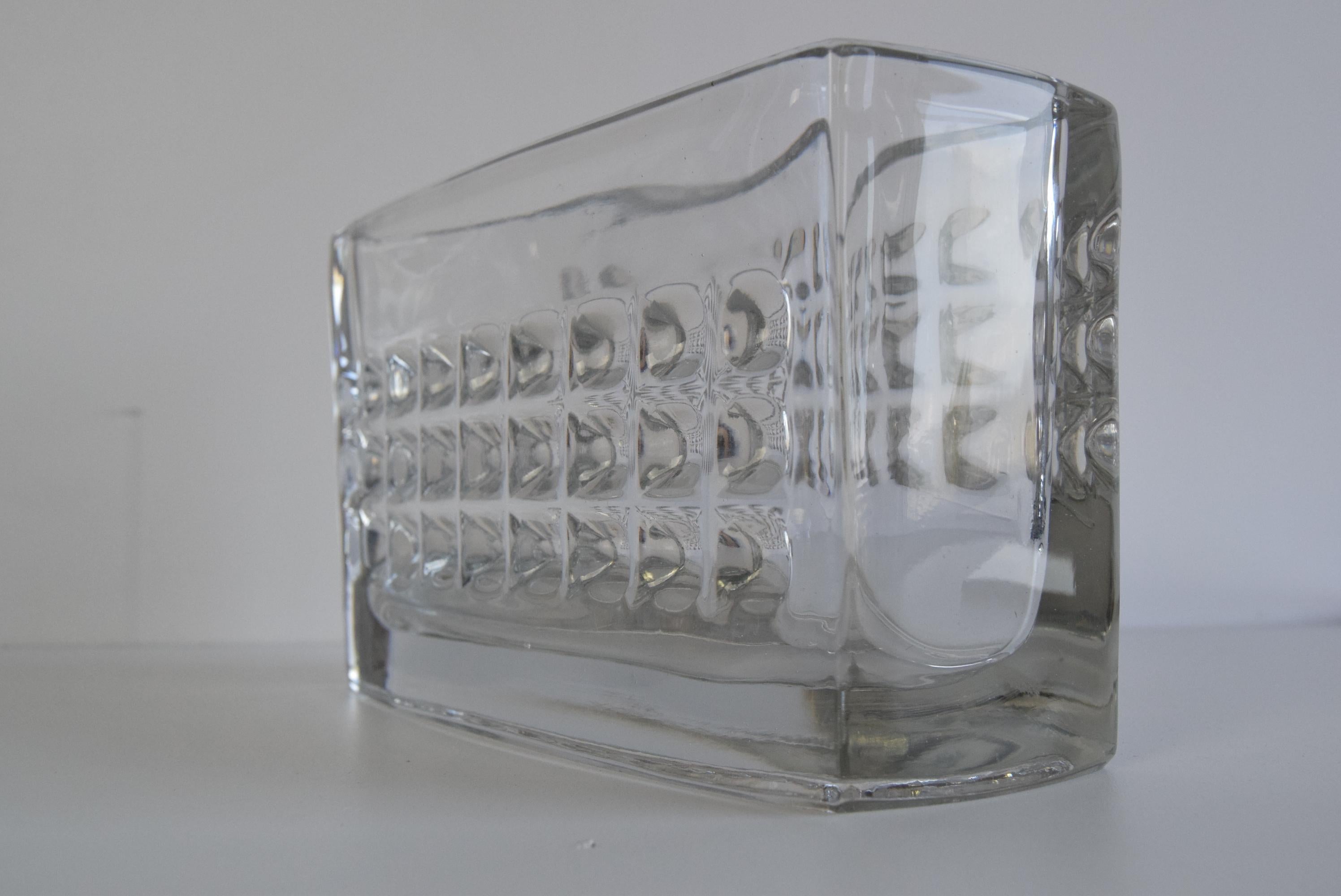 Art Glass Vintage Jardiniere Glass Vase, by Rudolf Jurnikl, Rudolfova Hut, 1960's. For Sale