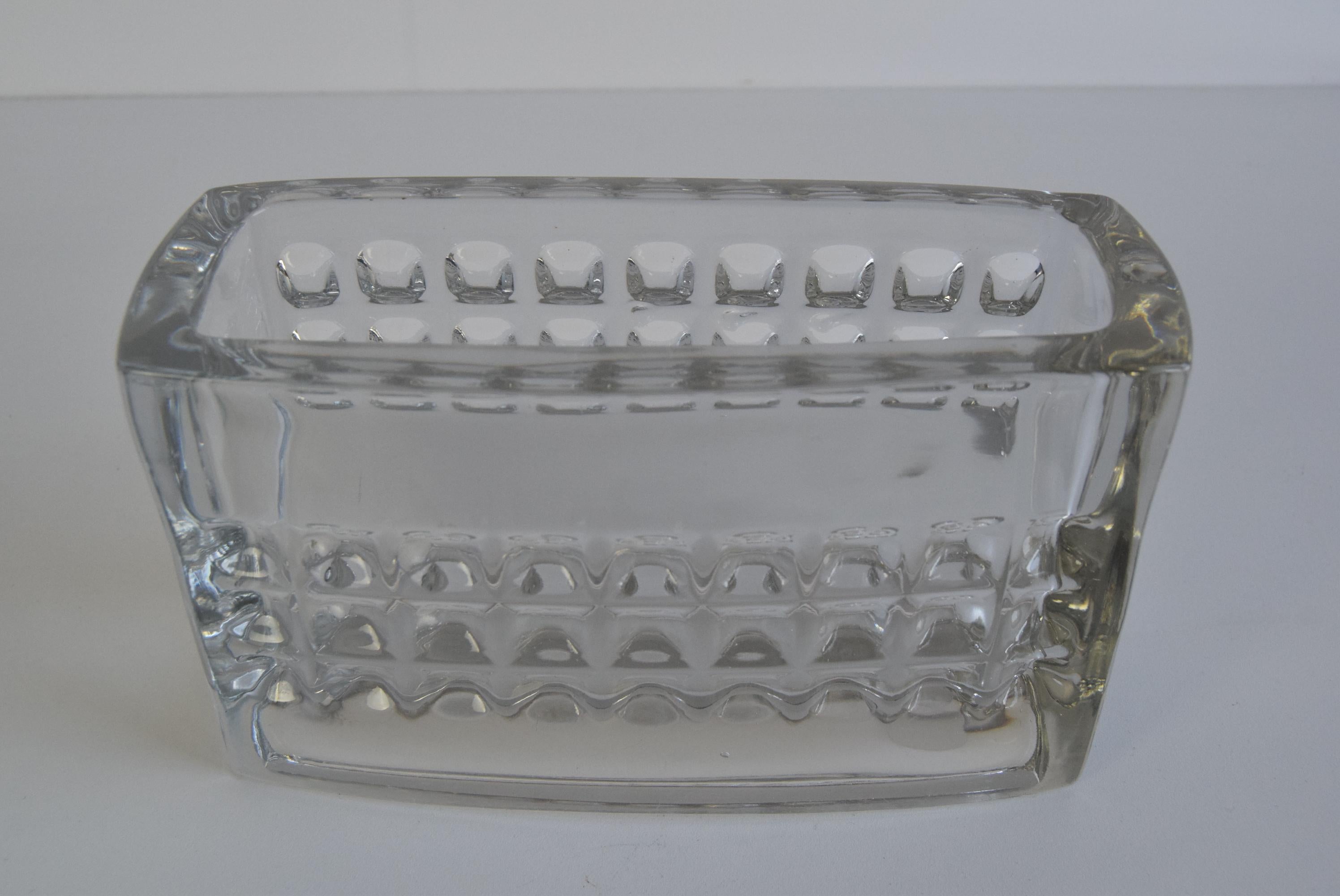 Vintage Jardiniere Glass Vase, by Rudolf Jurnikl, Rudolfova Hut, 1960's. For Sale 1