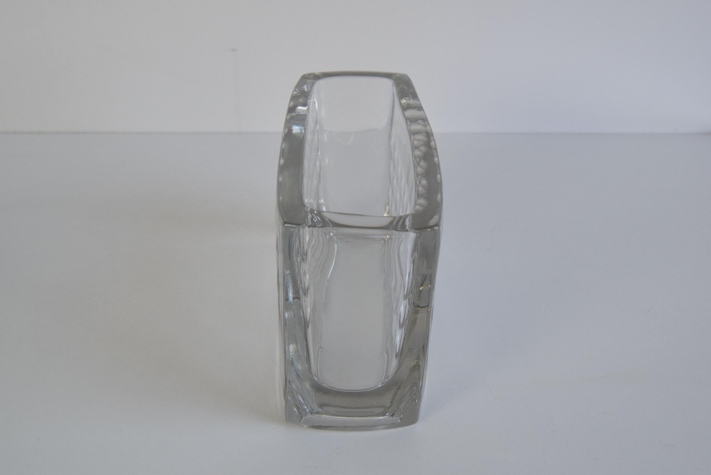 Vintage Jardiniere Glass Vase, by Rudolf Jurnikl, Rudolfova Hut, 1960's. For Sale 2