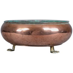 Antique, Jardinière, Plant Stand, English, Copper, Brass, Bowl, circa 1930