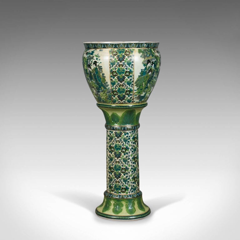 Vintage Jardiniere Plant Stand Japanese Ceramic Pot Mid 20th Century At 1stdibs
