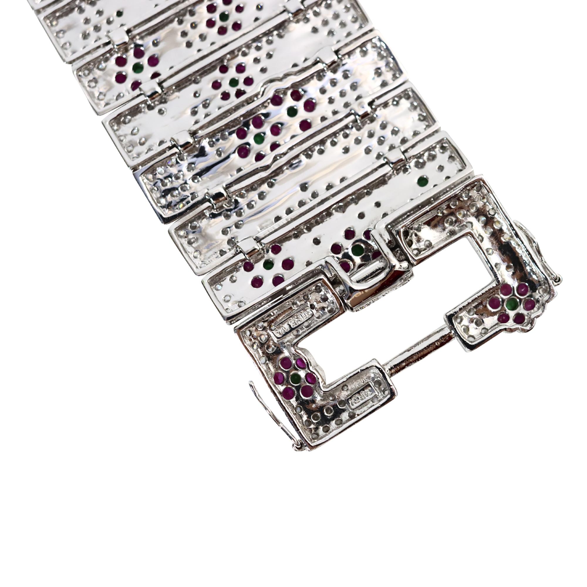 Bracelet vintage Art déco à fleurs en diamants, c. 2000 en vente 3