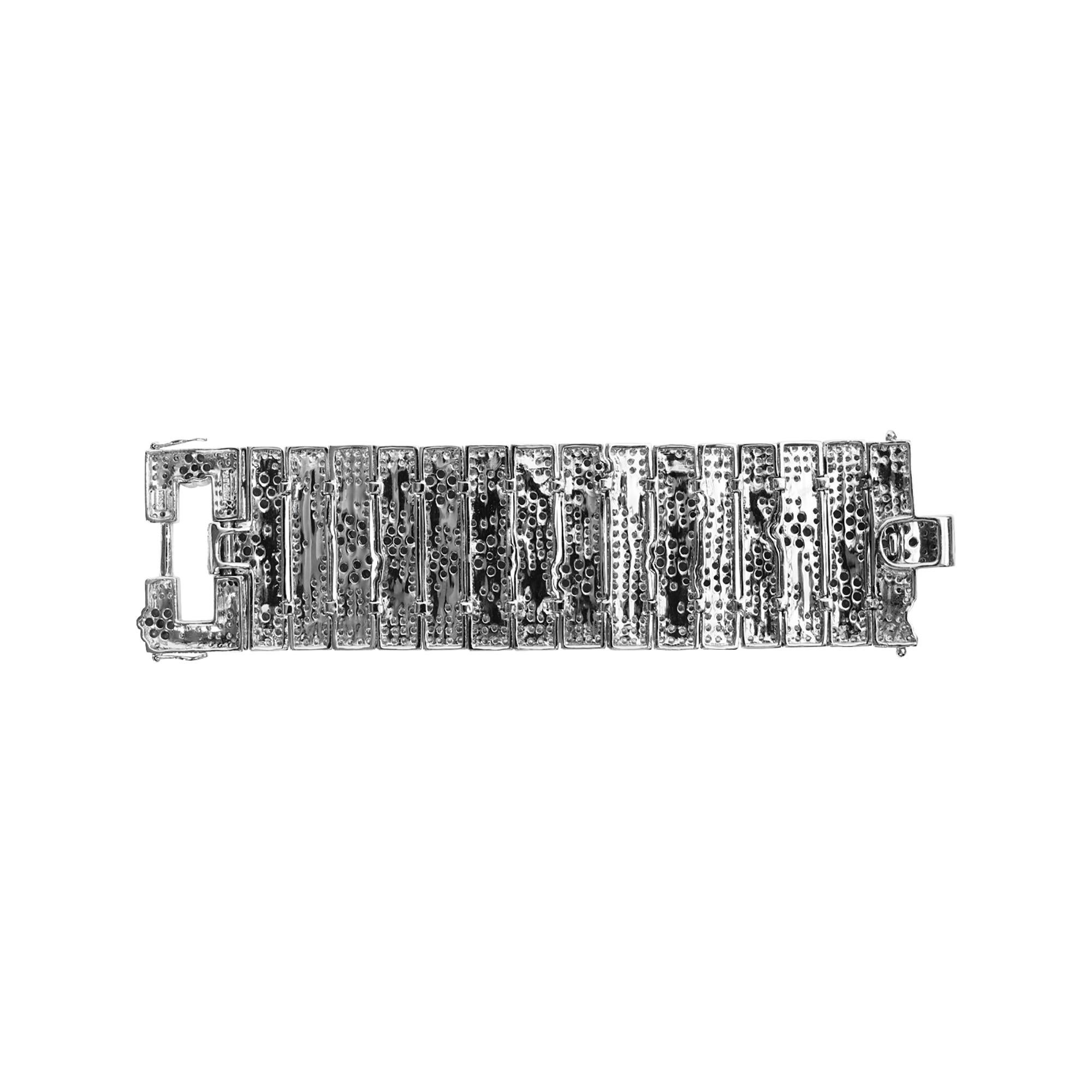 Bracelet vintage Art déco à fleurs en diamants, c. 2000 en vente 4