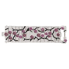 Bracelet vintage Art déco à fleurs en diamants, c. 2000