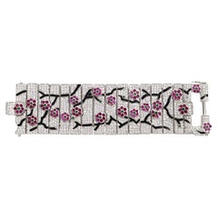 Vintage Jarin Art Deco Diamante Flower Bracelet Circa 2000s