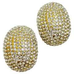 Pendientes de clip de diseño de pasarela vintage JARIN firmados en tono dorado con strass