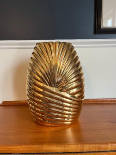 Vaso scultoreo d'epoca Jaru Metallic Gold, Hollywood Regency Ceramic Art