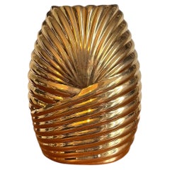 Vaso scultoreo d'epoca Jaru Metallic Gold, Hollywood Regency Ceramic Art