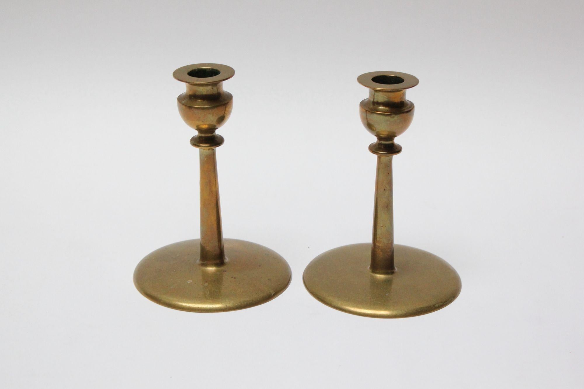 Mid-Century Modern Vintage Jarvie-Style Brass Candlesticks For Sale