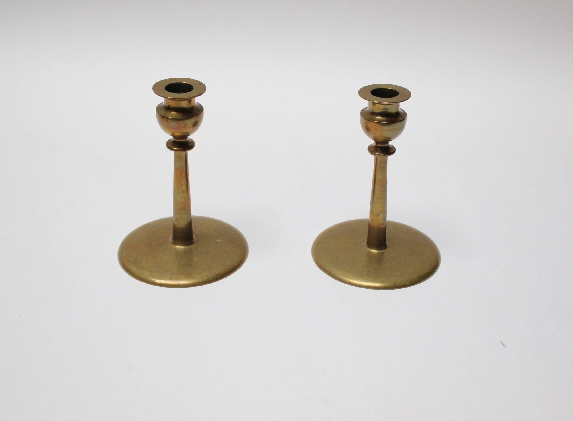 American Vintage Jarvie-Style Brass Candlesticks For Sale