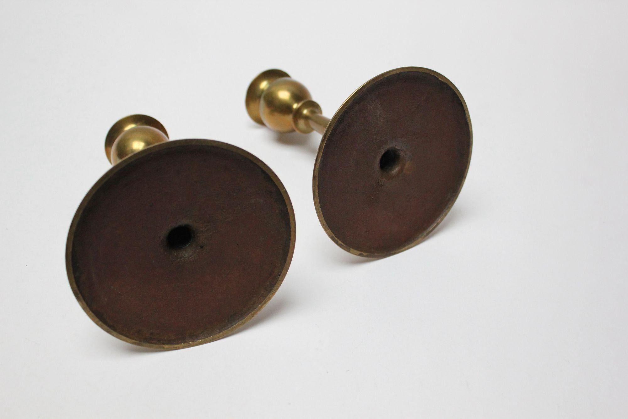 Mid-20th Century Vintage Jarvie-Style Brass Candlesticks For Sale