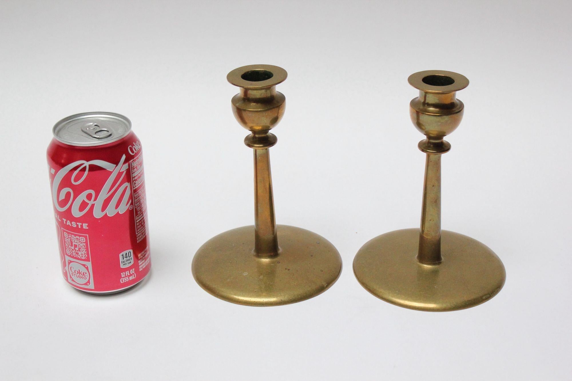 Vintage Jarvie-Style Brass Candlesticks For Sale 1