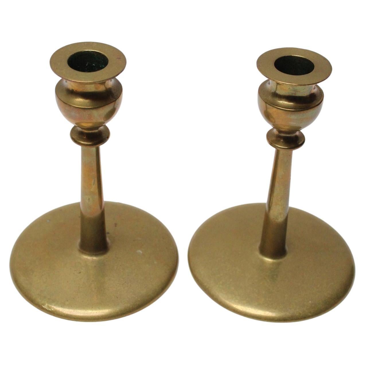 Vintage Jarvie-Style Brass Candlesticks For Sale