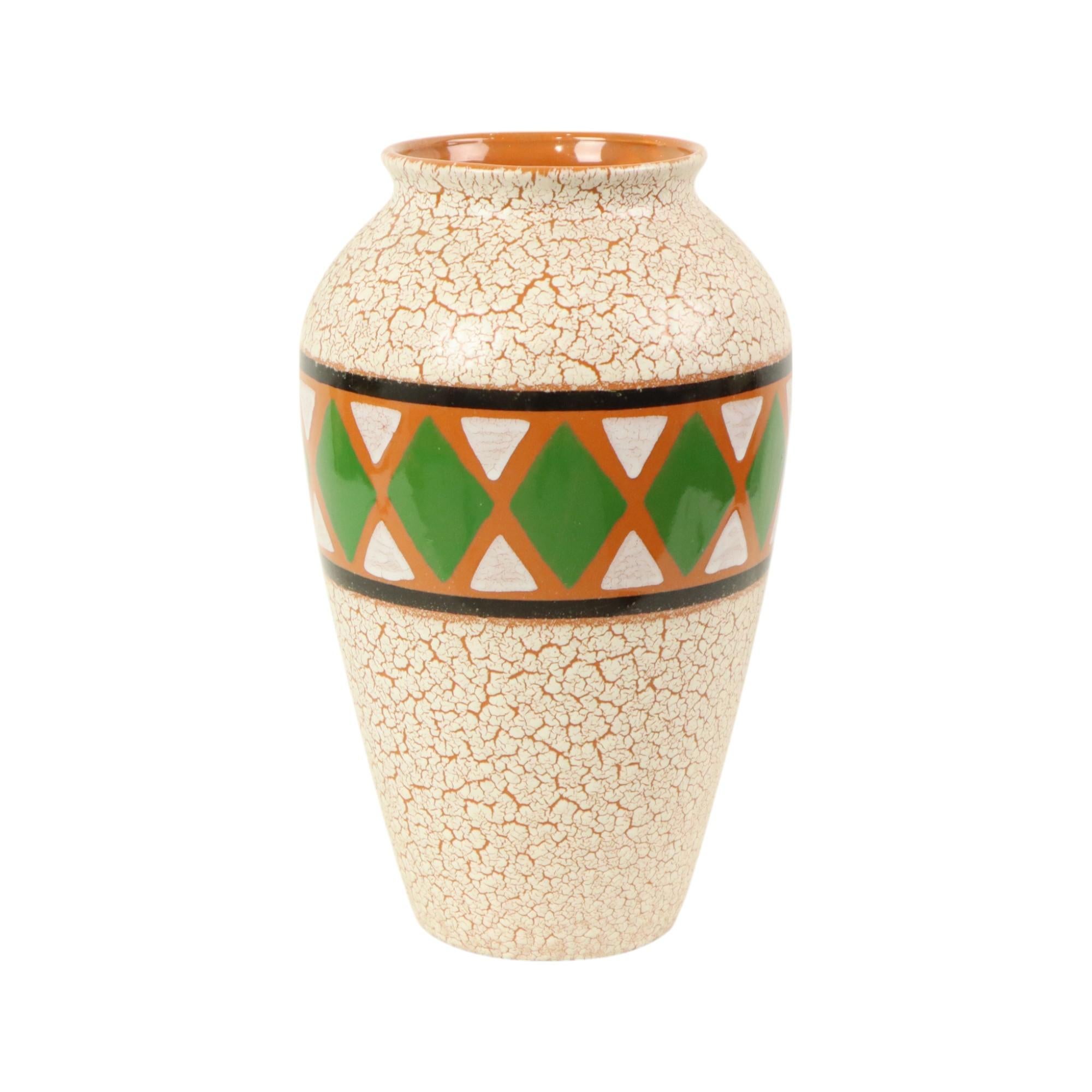 Tedesco Vaso Jasba d'epoca Germania Ovest Ceramica Craquelé 106-35 in vendita