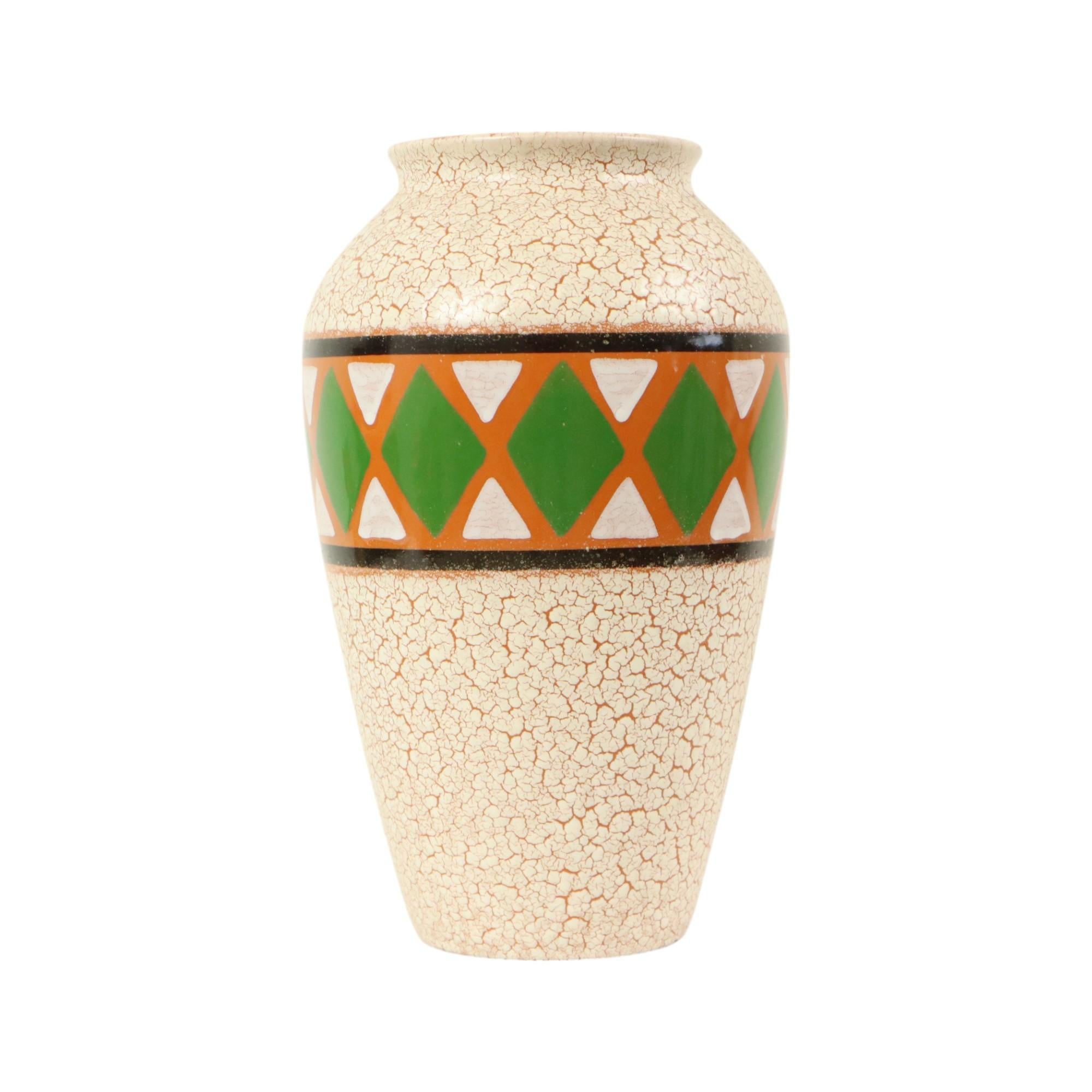 Smaltato Vaso Jasba d'epoca Germania Ovest Ceramica Craquelé 106-35 in vendita