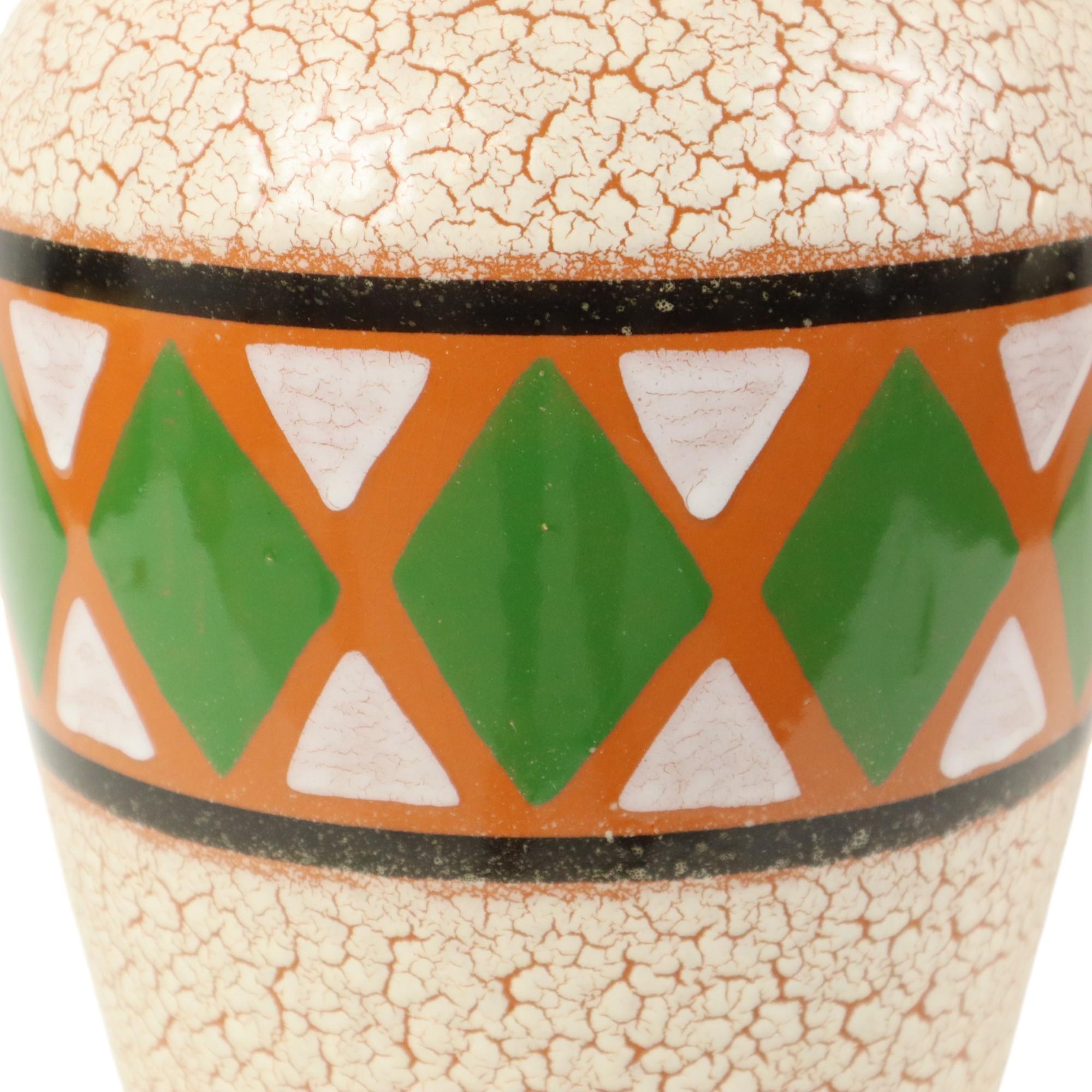 Metà XX secolo Vaso Jasba d'epoca Germania Ovest Ceramica Craquelé 106-35 in vendita