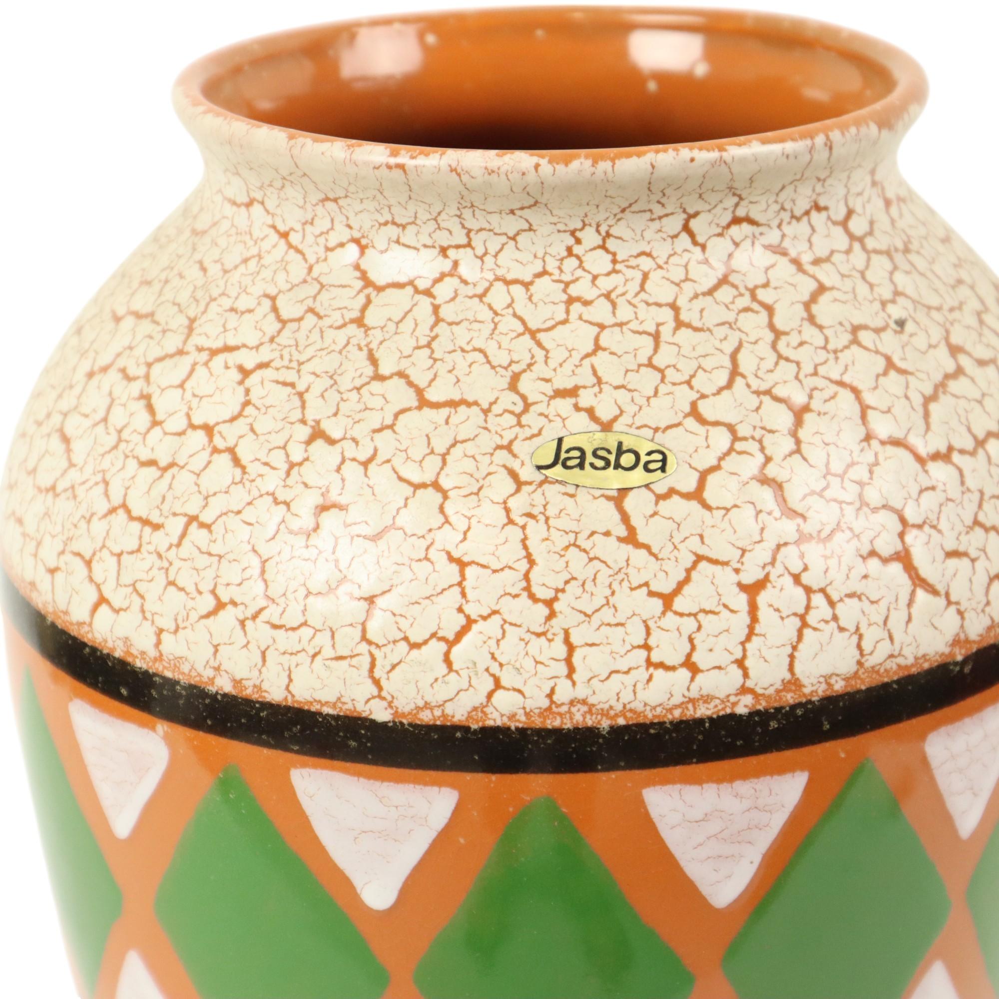 Vaso Jasba d'epoca Germania Ovest Ceramica Craquelé 106-35 in vendita 2