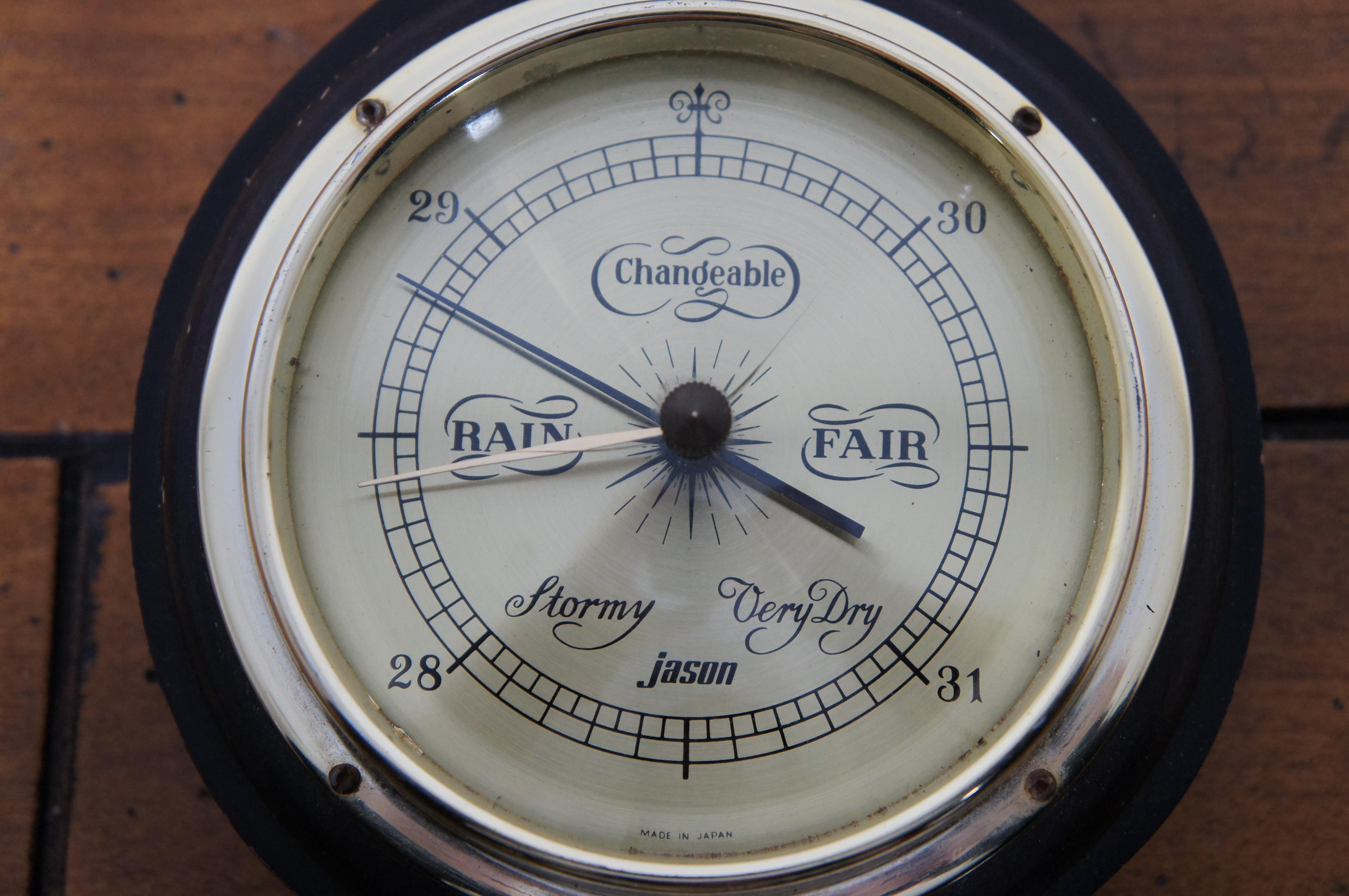 Vintage Jason Banjo Weather Barometer Hygrometer Thermometer Japan 17