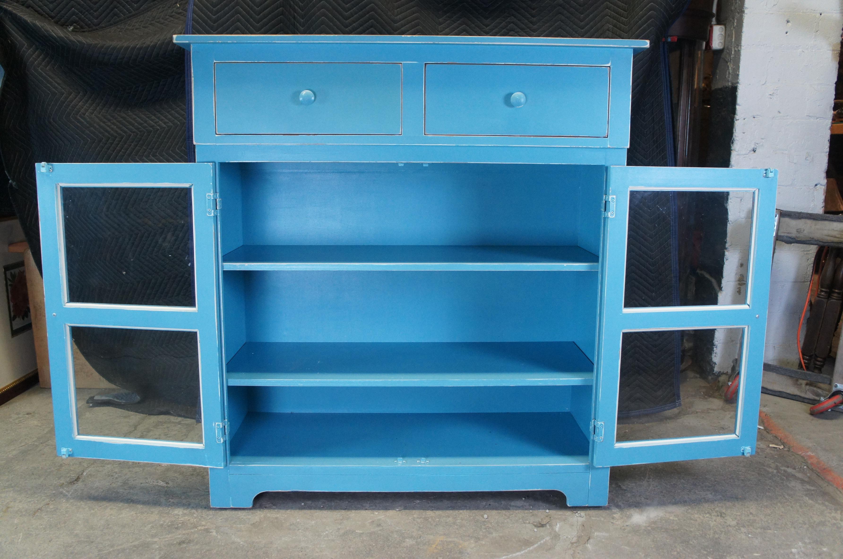 Vintage Jaspe Azul Jelly Armario Armario Curio Expositor Mesa Consola Buffet en venta 3