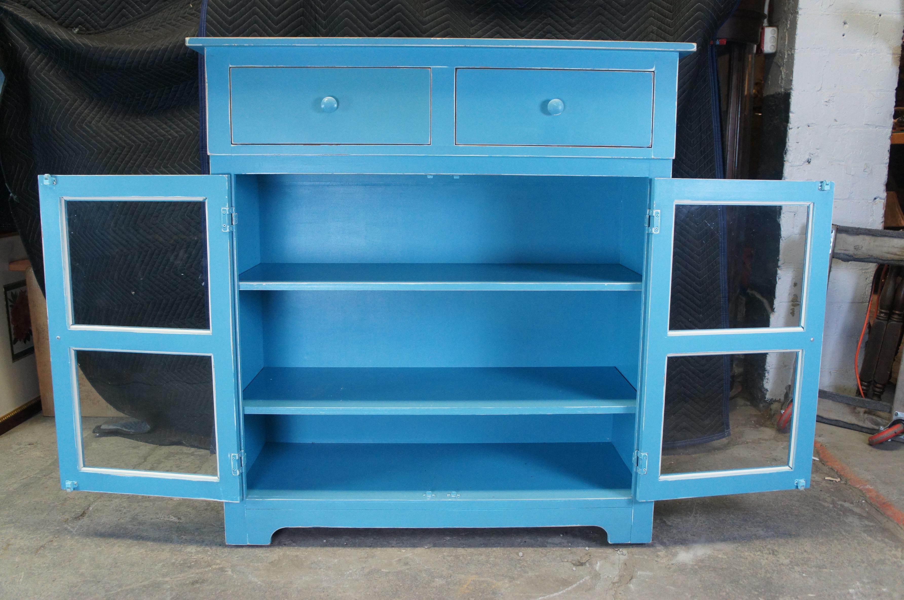 Vintage Jasper Blue Jelly Cabinet Cupboard Curio Display Buffet Console Table en vente 3