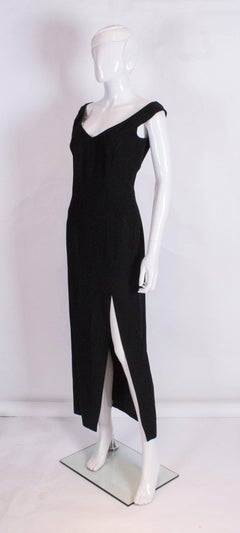 Vintage Jasper Conran Black Crepe Evening Gown
