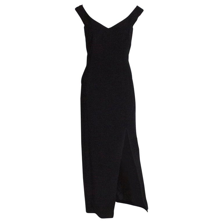 Vintage Jasper Conran Black Crepe Evening Gown For Sale at 1stDibs ...