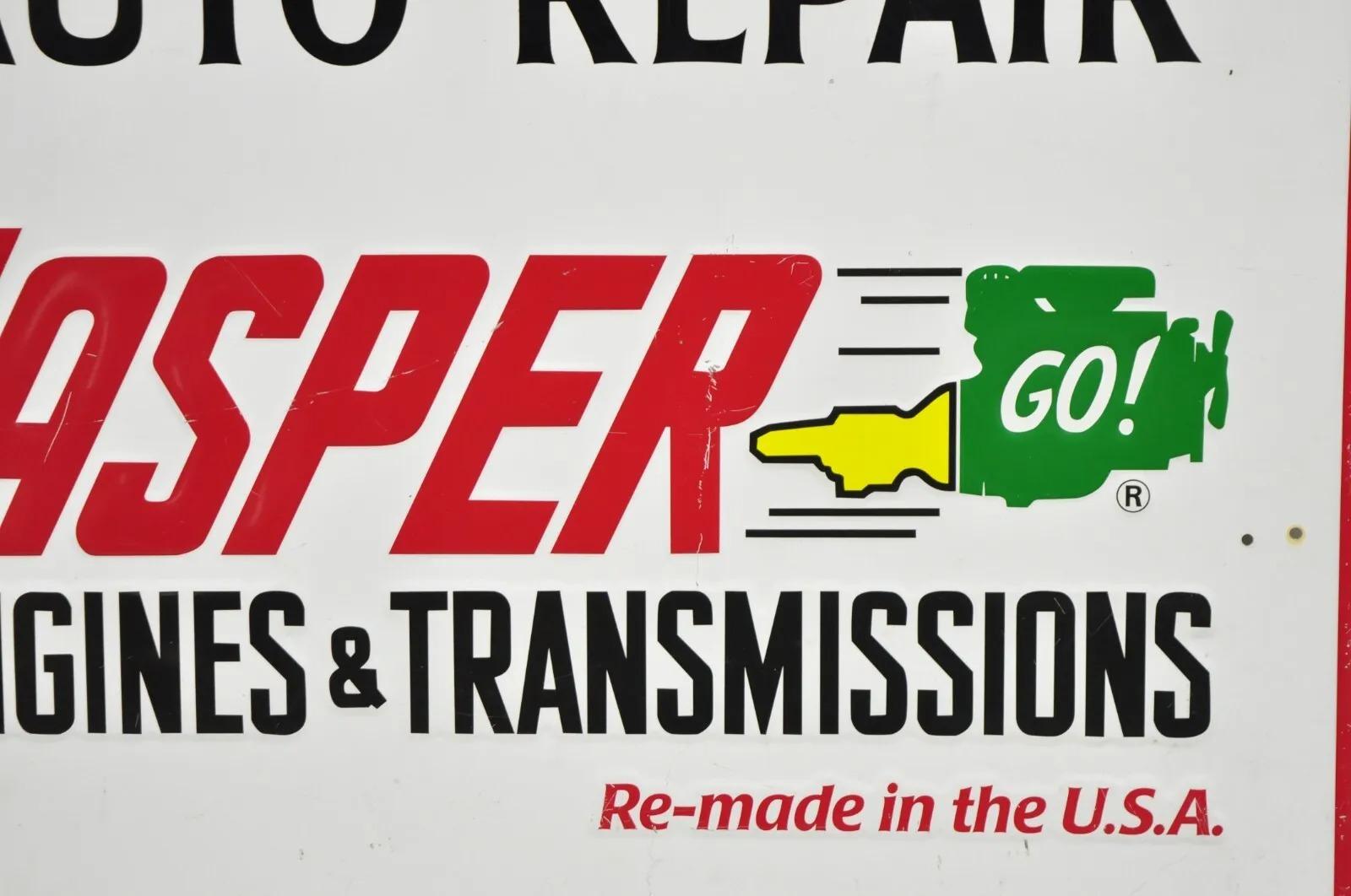 Vintage Jasper Engines & Transmissions Ken's Auto Repair Sheet Metal Retail Sign 3