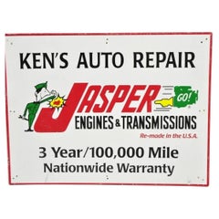 Vintage Jasper Engines & Transmissions Ken's Auto Repair Sheet Metal Retail Sign