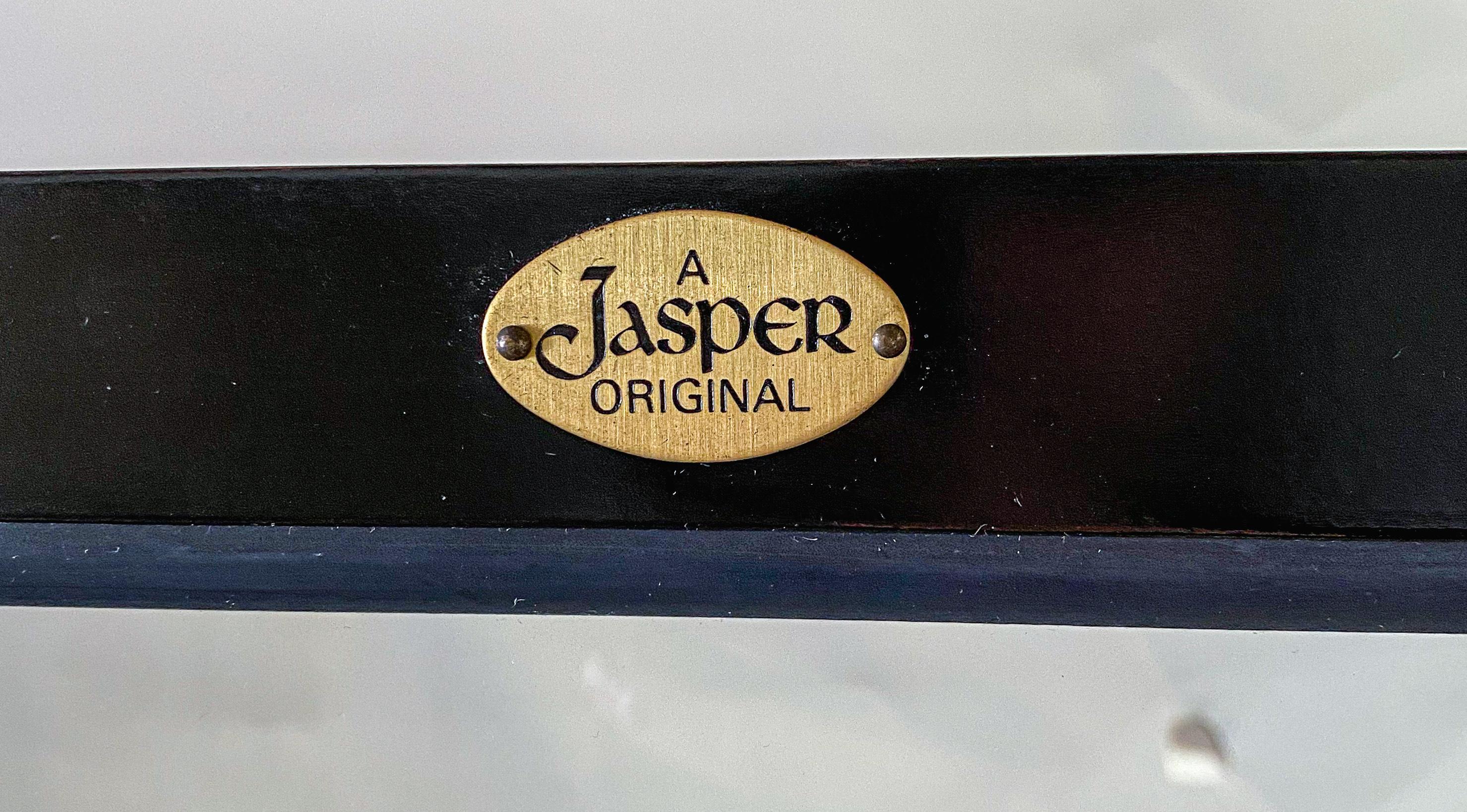 Vintage Jasper Oriental Chinoiserie Ebony Two Door Cabinet or Vitrine  For Sale 6
