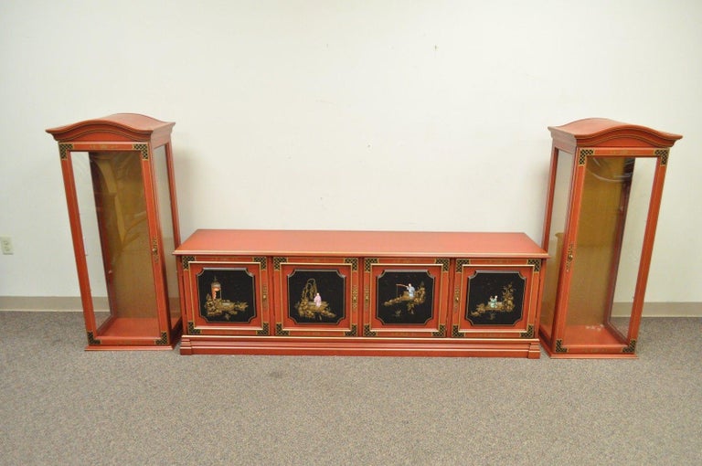 Vintage Jasper Oriental Chinoiserie Red Display China ...