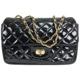 Vintage Jay Herbert Quilted Flap Black Patent Leather Chain