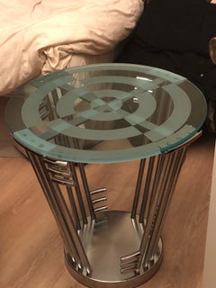 Vintage Jay Spectre "DeLanay"  1980's  Chrome and Etched Glass Table
