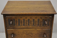 Vintage Jaycee Furniture Oak Wood English Jacobean 3-Drawer Small Chest