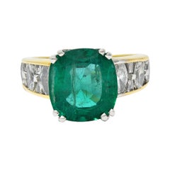 Vintage JB Star 8.85 Carats Emerald Diamond 18 Karat Gold Statement Ring