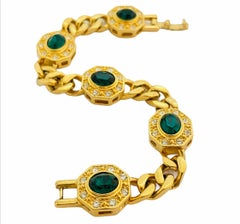Vintage JBK Camerose & Kross JAQUELINE KENNEDY emerald gold chain bracelet