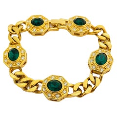 Vintage JBK Camerose & Kross JAQUELINE KENNEDY emerald gold chain bracelet