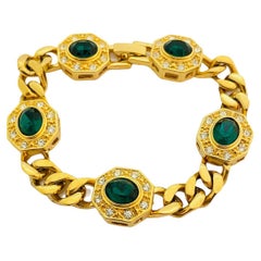 Bracciale d'epoca JBK Camerose & Kross JAQUELINE KENNEDY con catena in oro e smeraldo