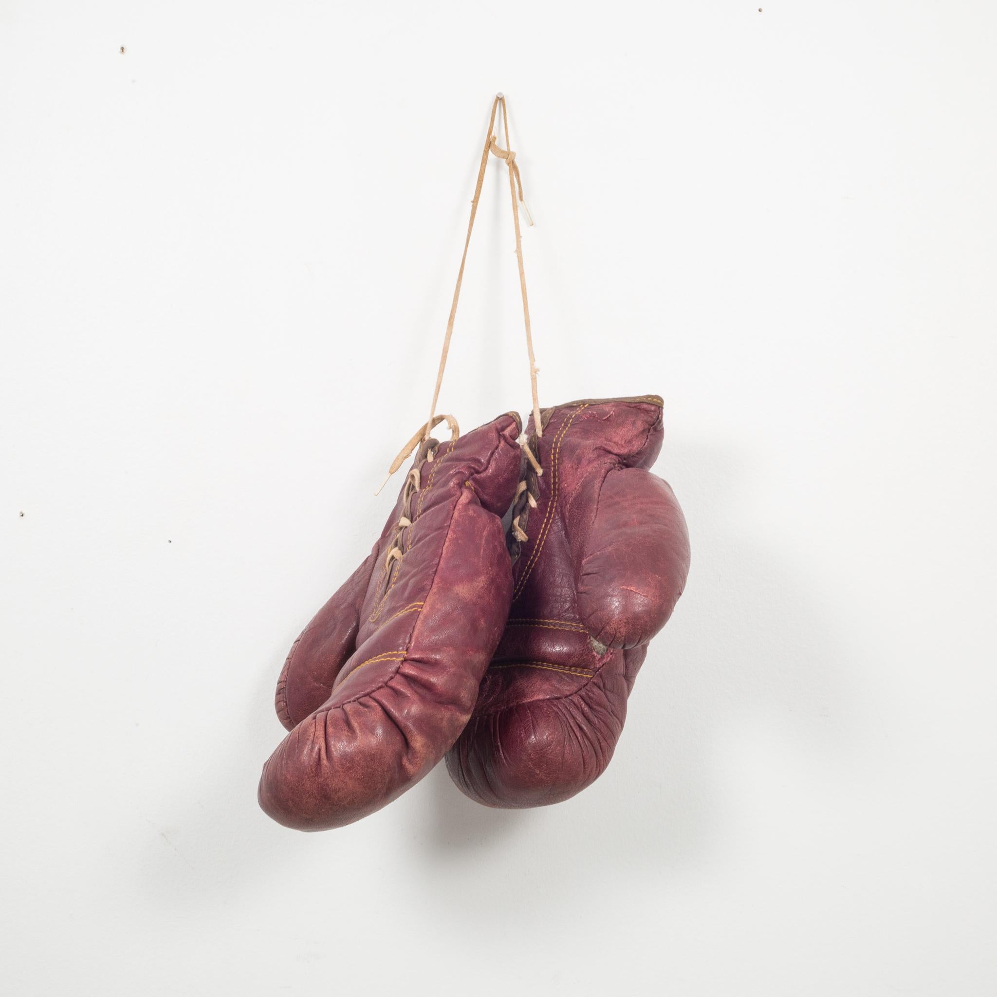 Vintage J.C. Higgins Leather Boxing Gloves, circa 1950-1960 In Good Condition In San Francisco, CA