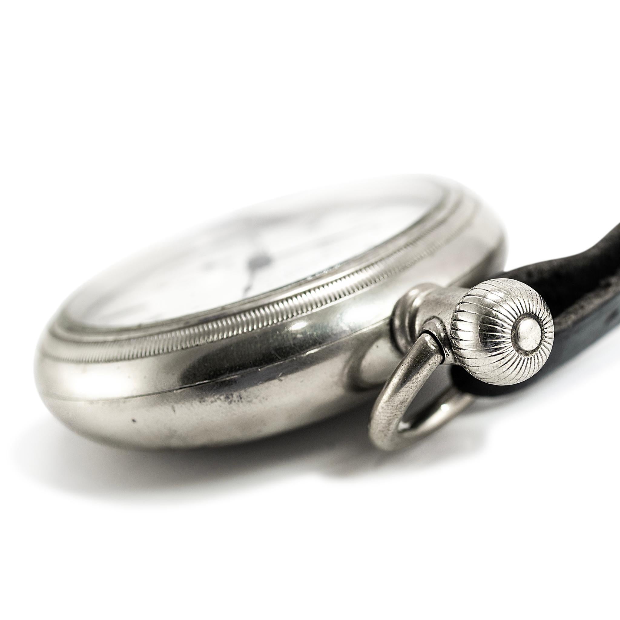 Vintage J.D. Burritt Brooksville Fla. 59MM Silver Manual Winding Pocket Watch In Excellent Condition For Sale In Houston, TX
