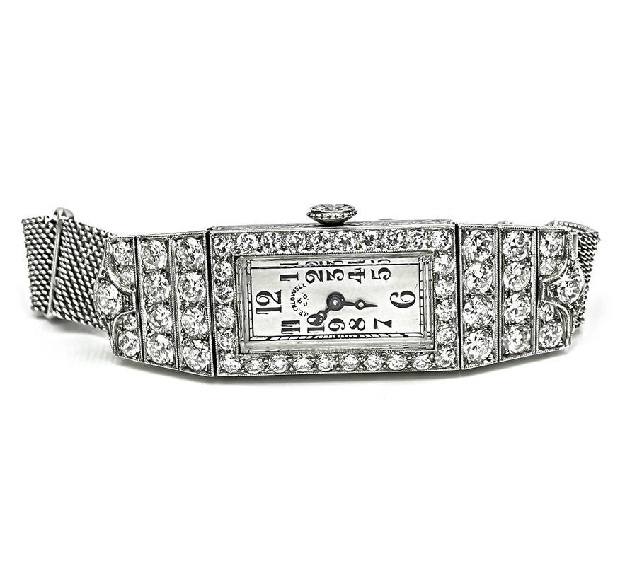 Taille vieille mine Vintage By Montre Caldwell 3.00ct Diamond Platinum en vente
