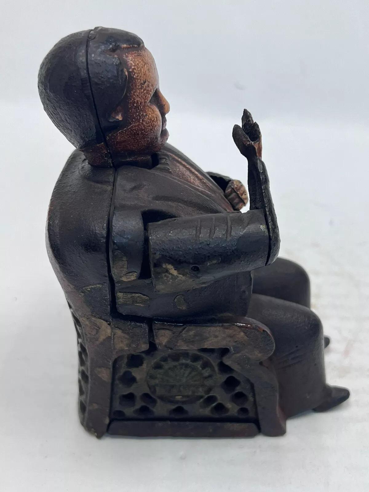 Art Deco Vintage J.E Stevens Cast Iron Still Bank Tammany Hall Politician Coin Piggy Bank For Sale