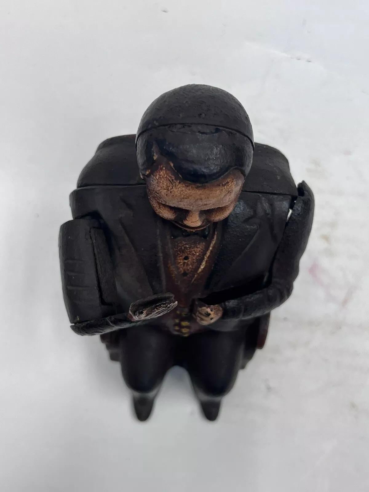 Unknown Vintage J.E Stevens Cast Iron Still Bank Tammany Hall Politician Coin Piggy Bank For Sale