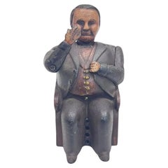 Vintage J.E Stevens Cast Iron Still Bank Tammany Hall Politician Piggy Bank