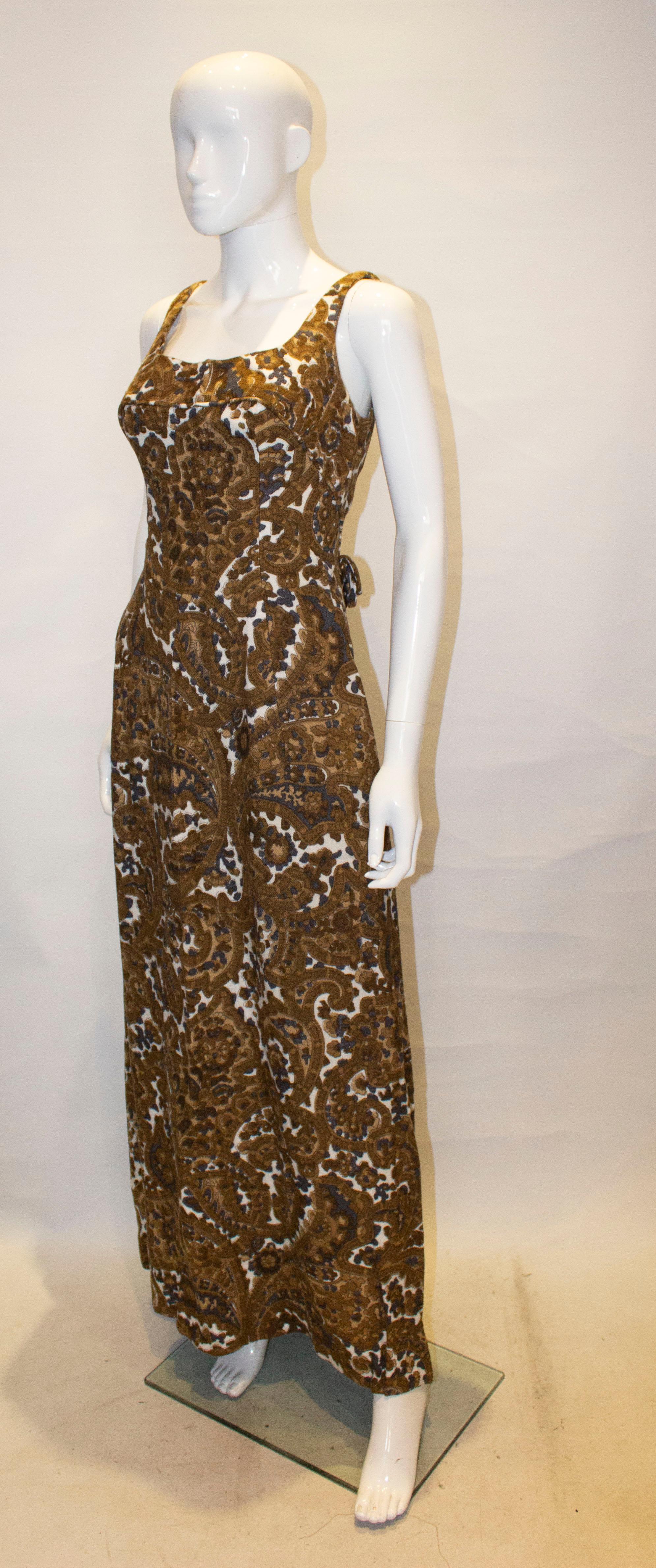 brown figured muslin dress