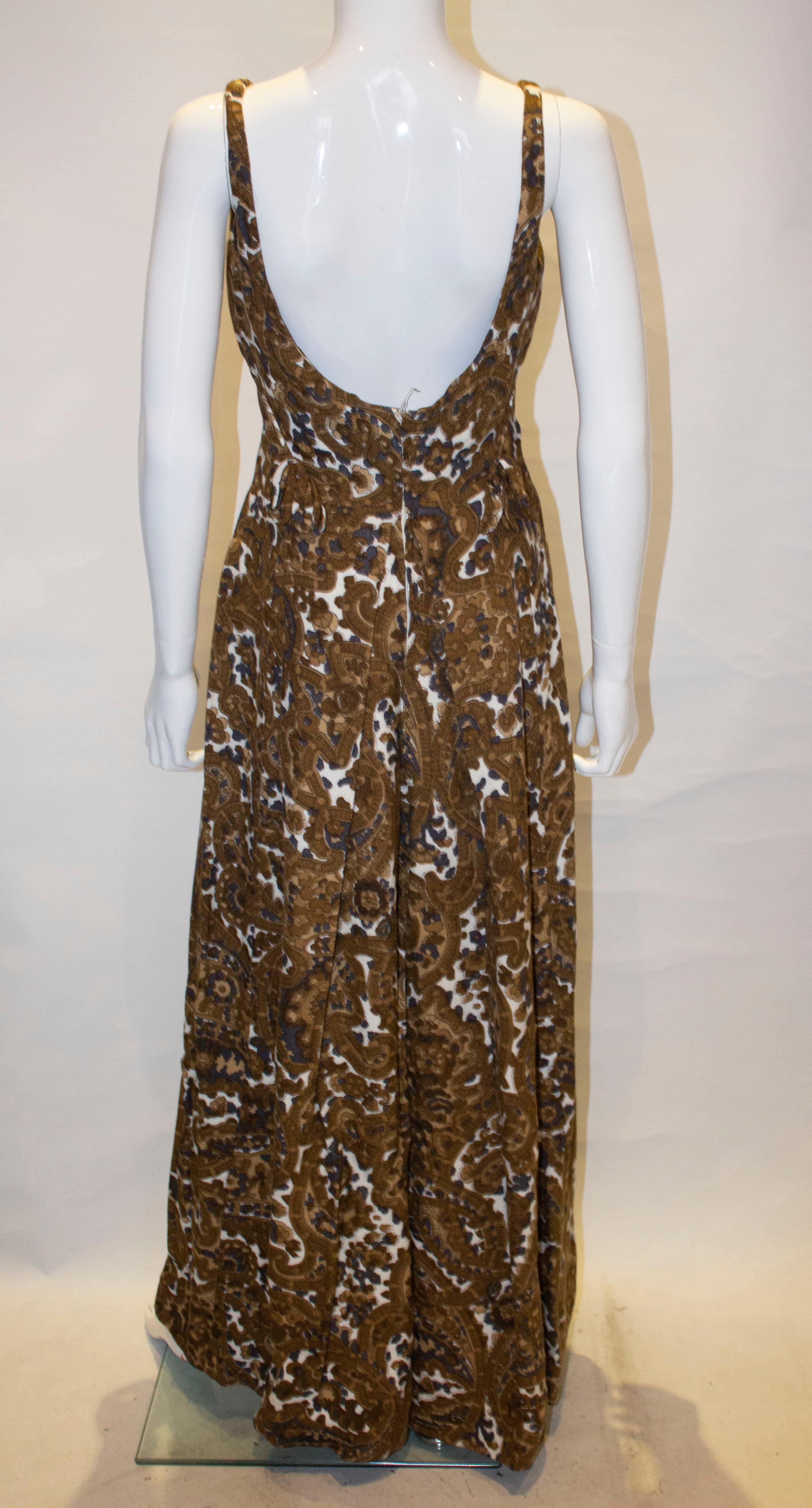 Brown Vintage Jean Allen London Linen Gown For Sale