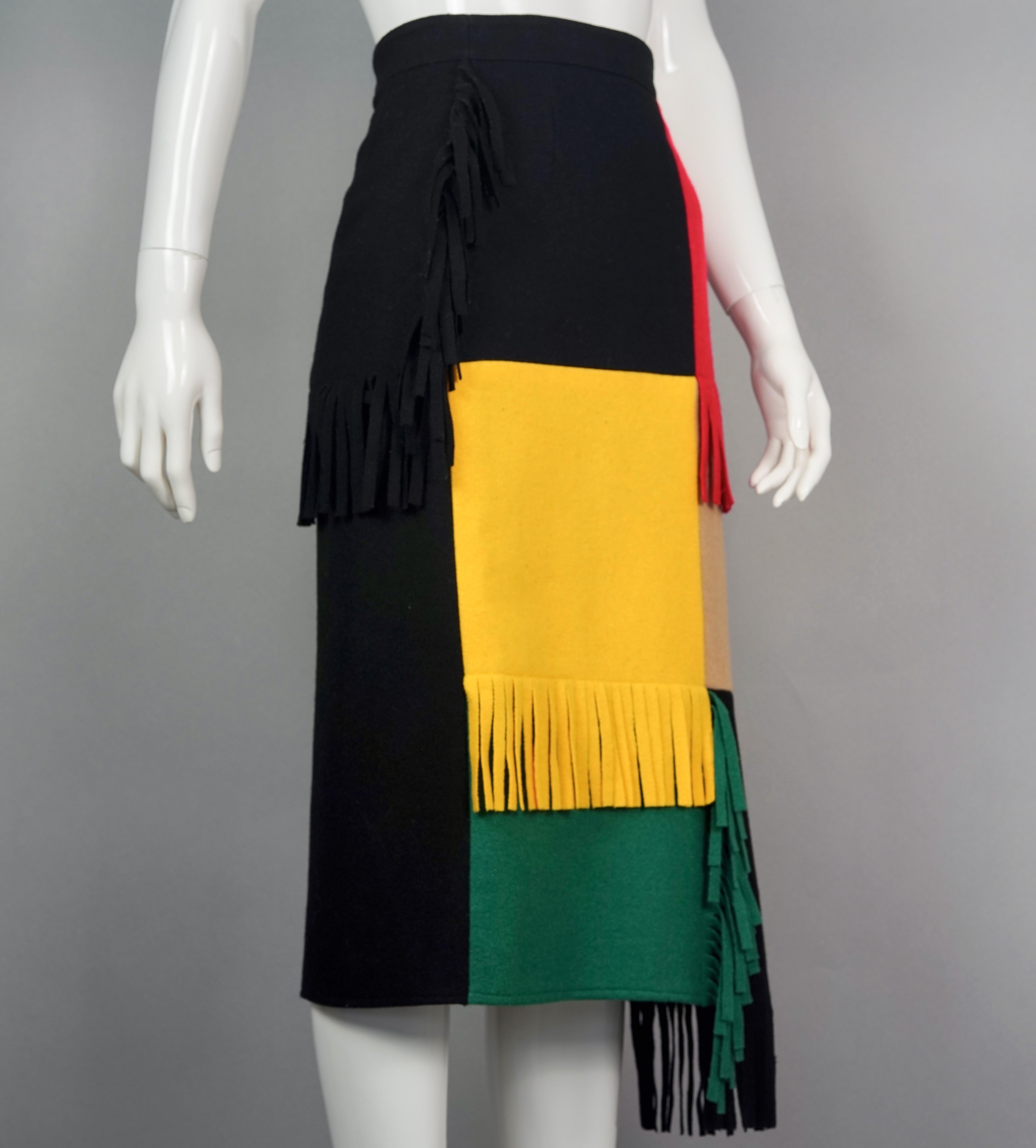 Women's Vintage JEAN CHARLES de CASTELBAJAC Ko and Co Mondrian Fringe Novelty Wool Skirt