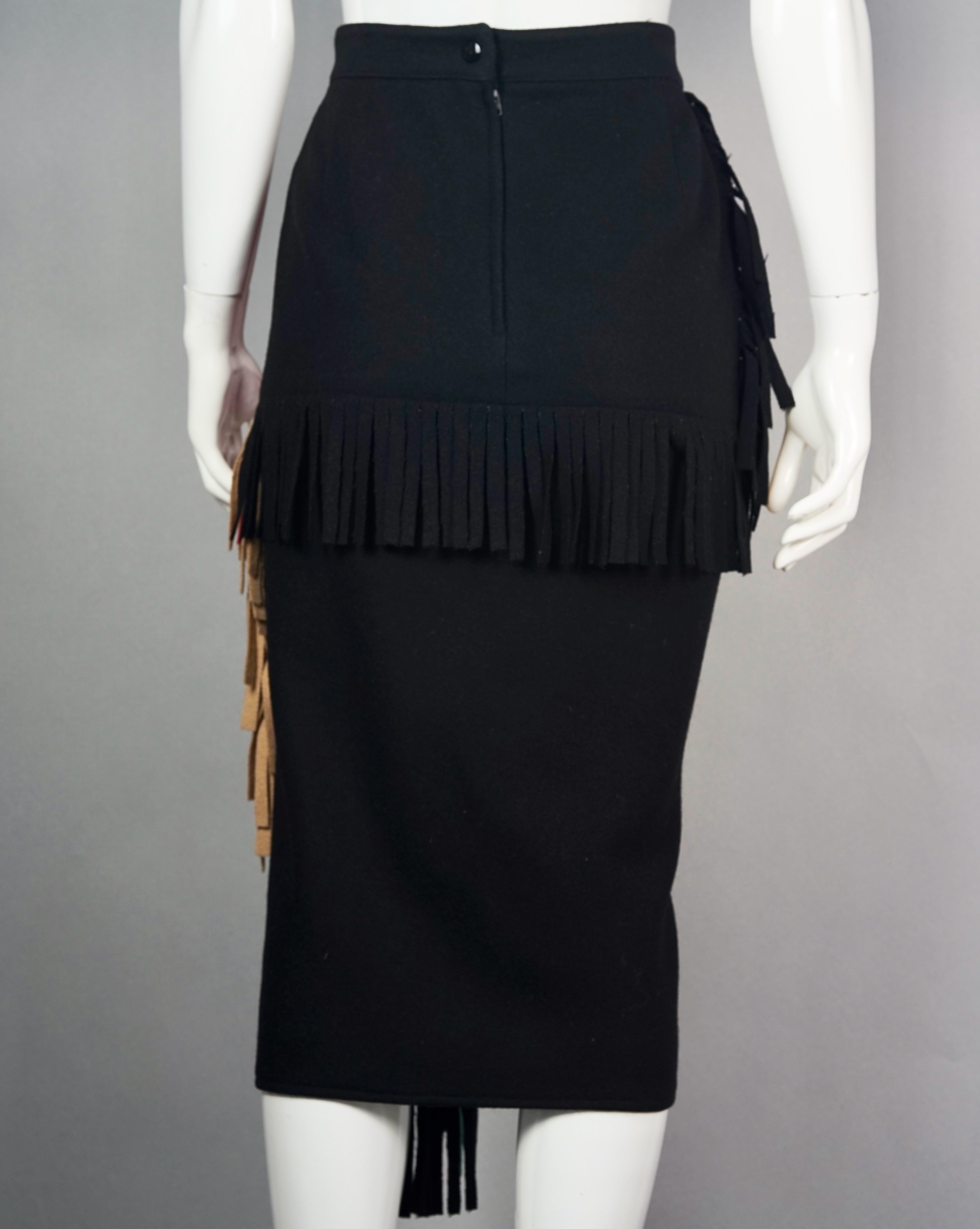 Vintage JEAN CHARLES de CASTELBAJAC Ko and Co Mondrian Fringe Novelty Wool Skirt 1