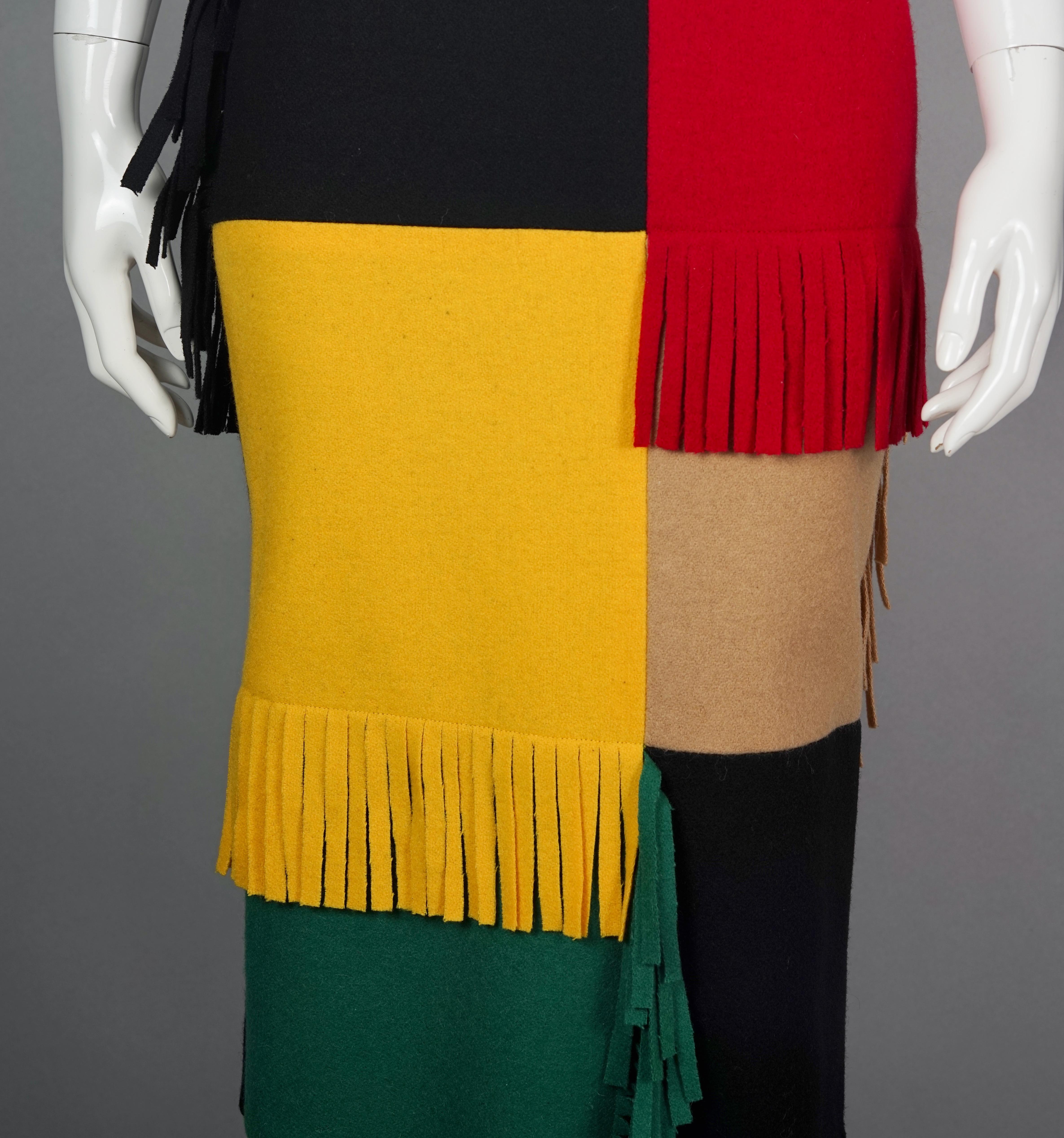 Vintage JEAN CHARLES de CASTELBAJAC Ko and Co Mondrian Fringe Novelty Wool Skirt 2