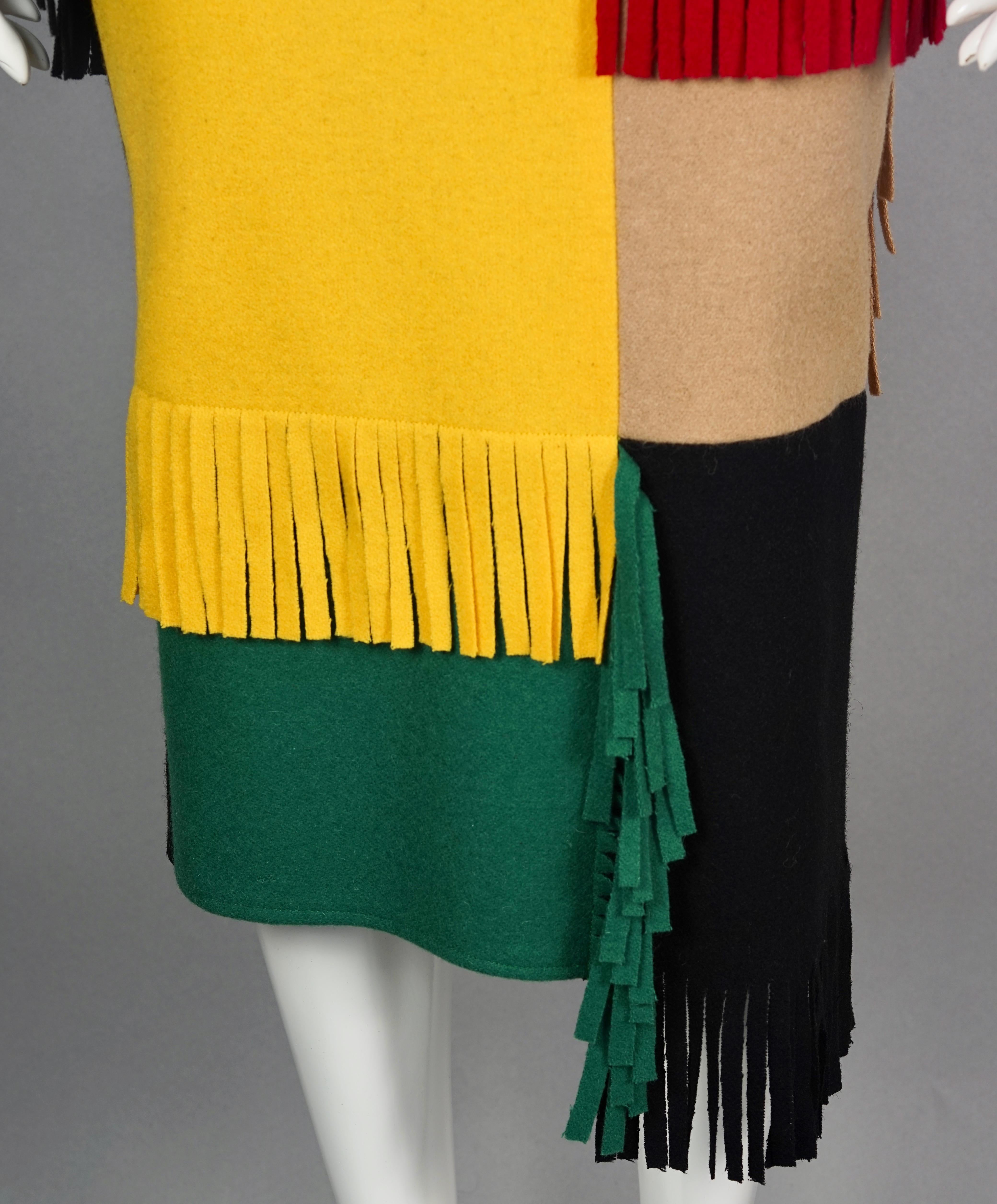 Vintage JEAN CHARLES de CASTELBAJAC Ko and Co Mondrian Fringe Novelty Wool Skirt 4
