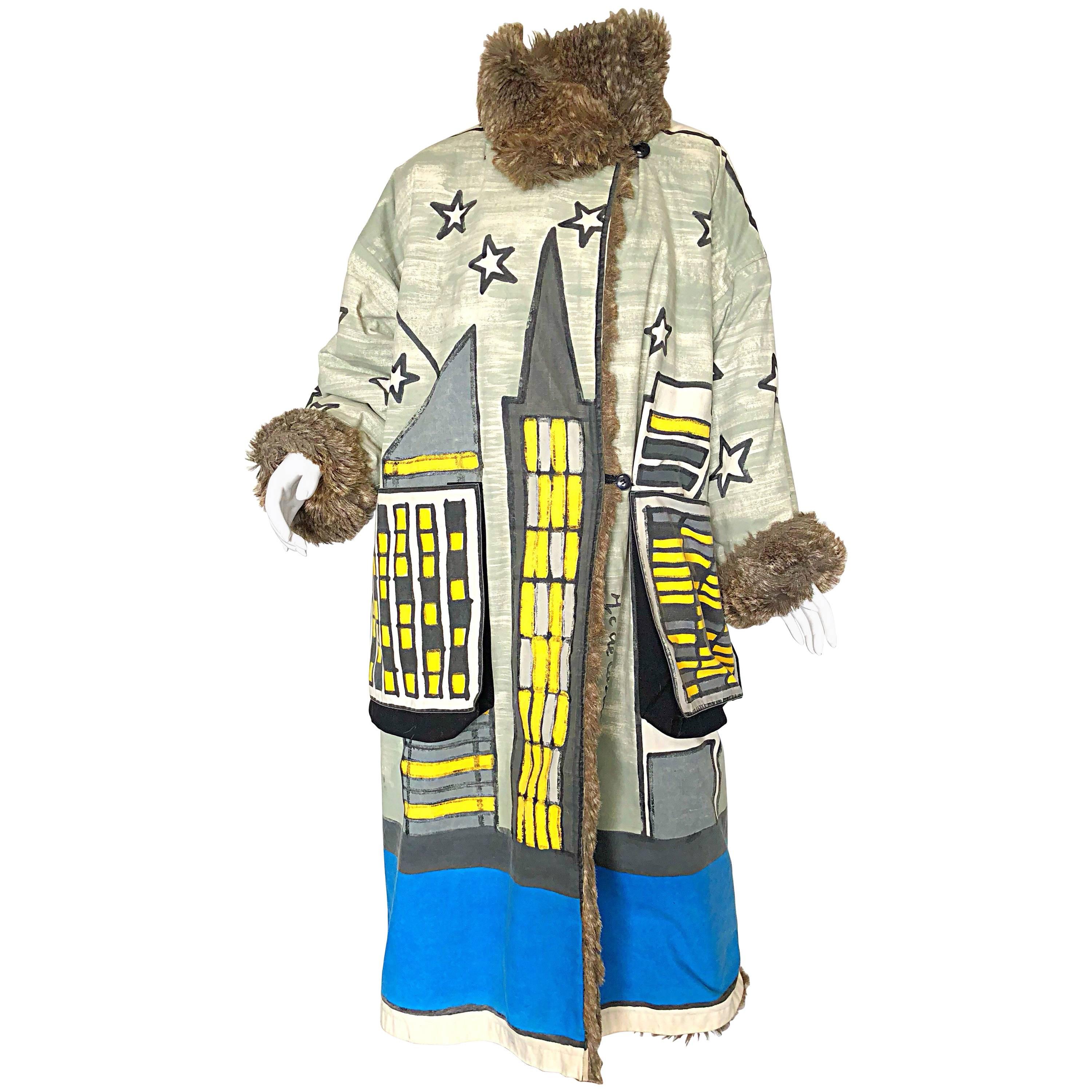 Vintage Jean Charles De Castelbajac One of a Kind Hand Painted Skyline Jacket